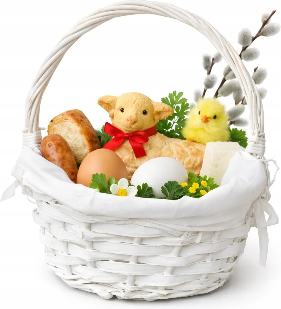 Fonott Húsvéti Dekorációs Kosár Karácsonyfadísz Fehér 23CM