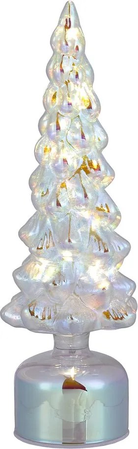 XMAS világító-forgó dekorfenyő LED fénnyel, ezüst 34 cm