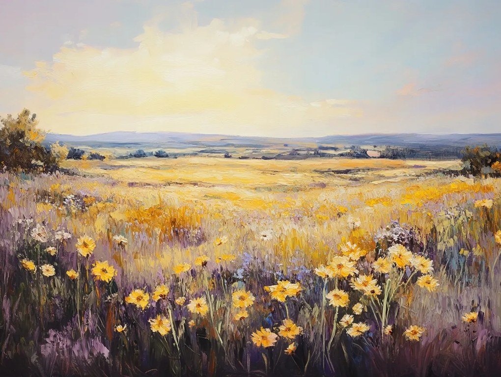 Vászonkép Canvas Tájkép Rét Mezei Virágok Mező Tájkép Nyár 100x75