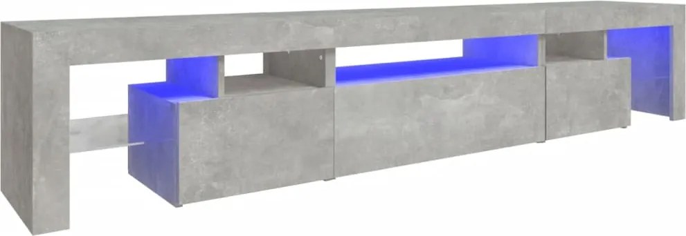 vidaXL betonszürke TV-szekrény LED lámpákkal 215x36,5x40 cm