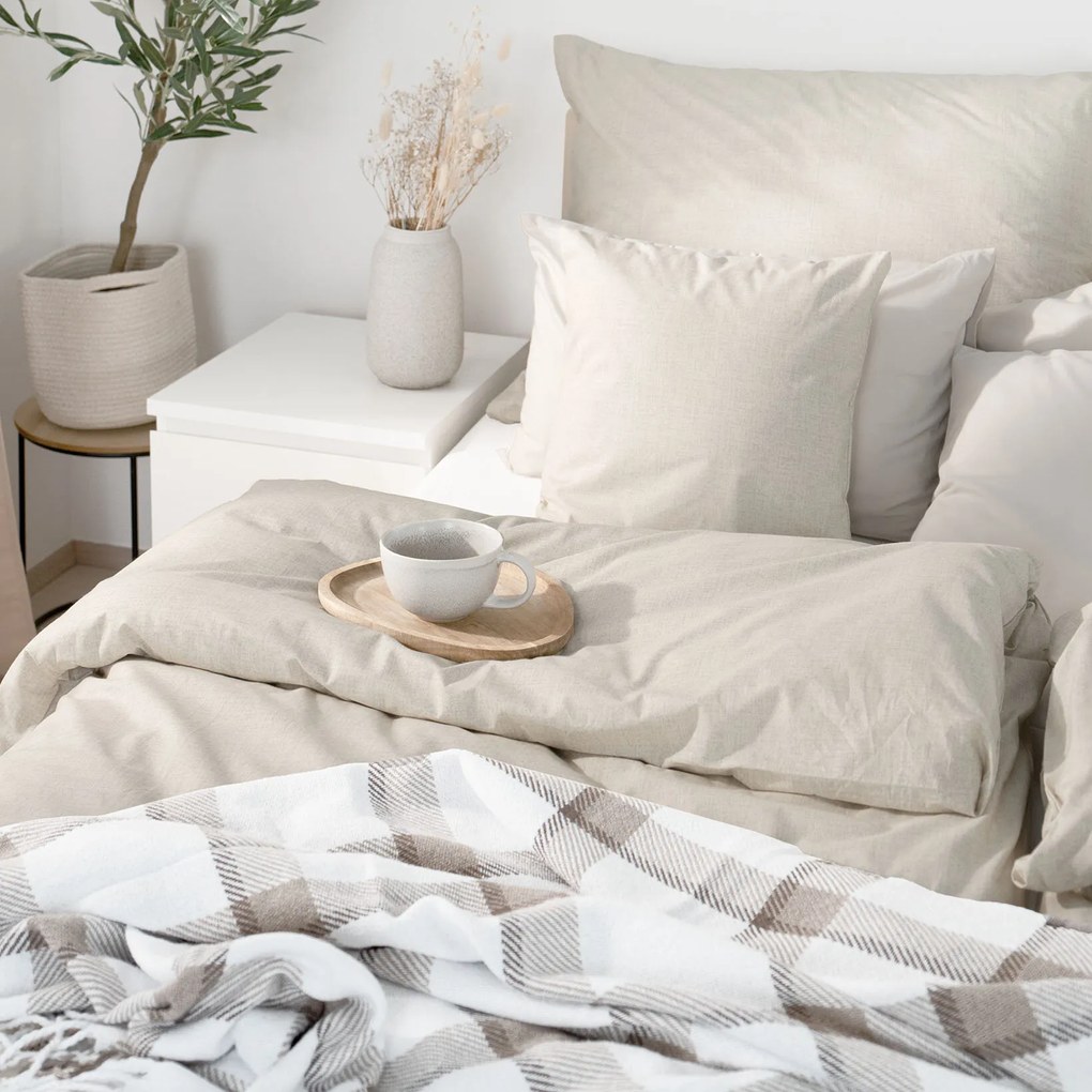 Goldea pamut ágyneműhuzat garnitúra - világos vászonszövésű 220 x 200 és 2db 70 x 90 cm