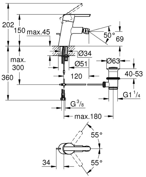 GROHE 32558000 - FEEL bidé csaptelep DN 15, fényes króm