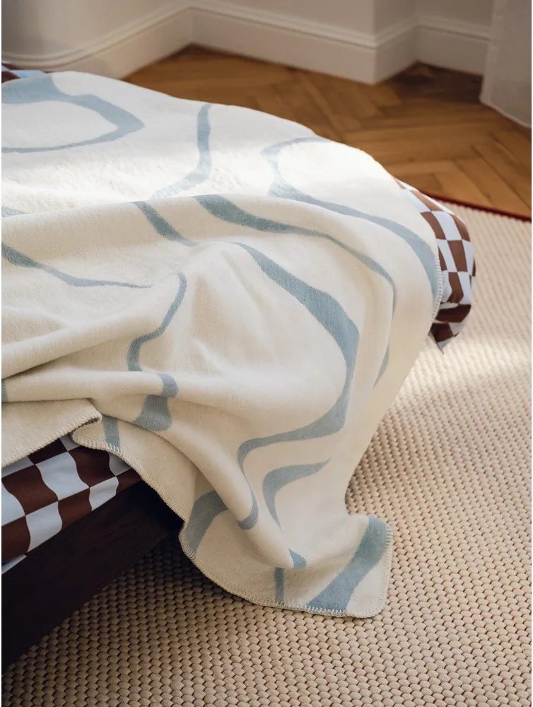 Kék-krémszínű takaró 150x200 cm Felu – noo.ma