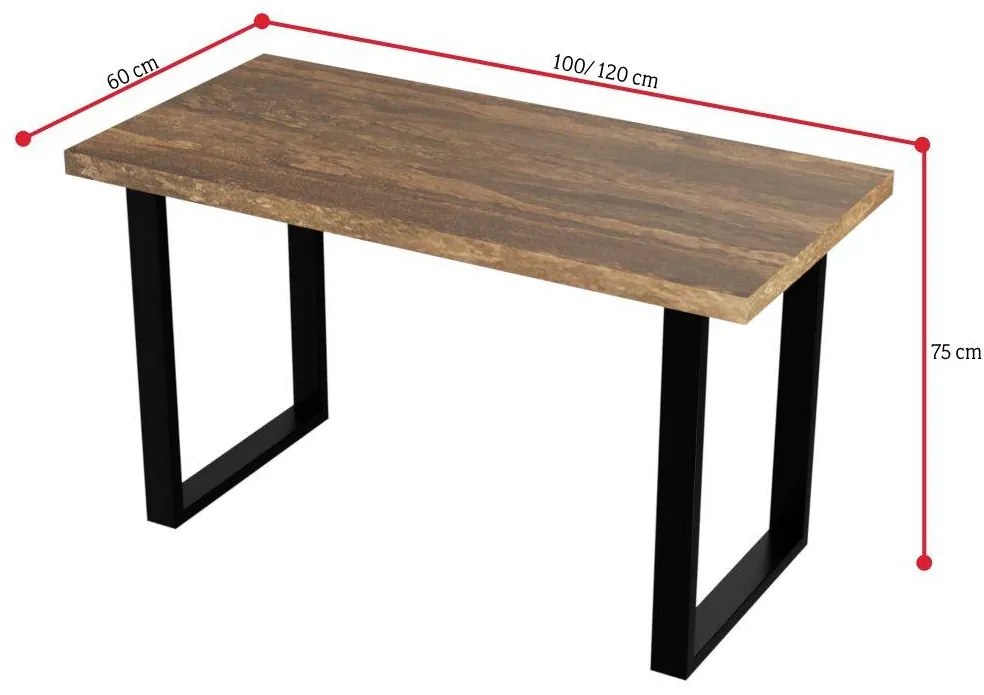 VANE étkezőasztal, 120x60x75, tölgyfa kézműves arany