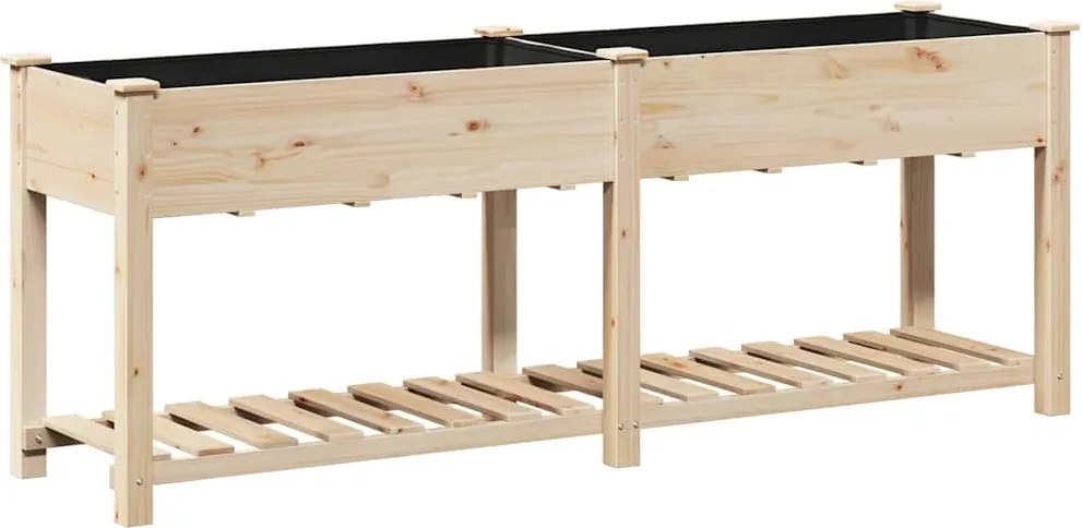 vidaXL Kerti cserép polcokkal Bézs 203 x 53 x 76,5 cm Szilárd fenyőfa