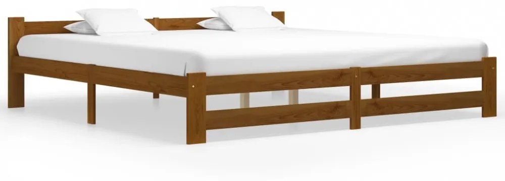 mézbarna tömör fenyőfa ágykeret matrac nélkül 200 x 200 cm