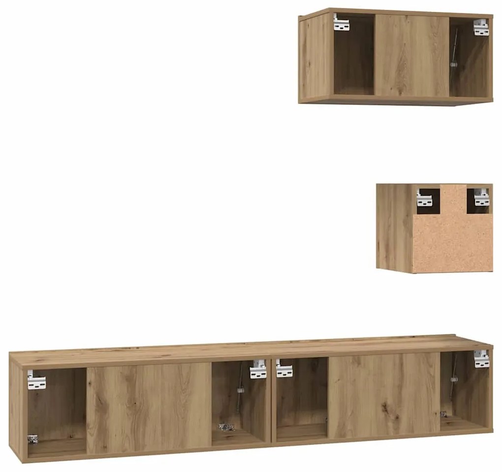 TV Szekrény Szett 4 pcs kézműves tölgy 80 x 30 x 30 cm Faanyag