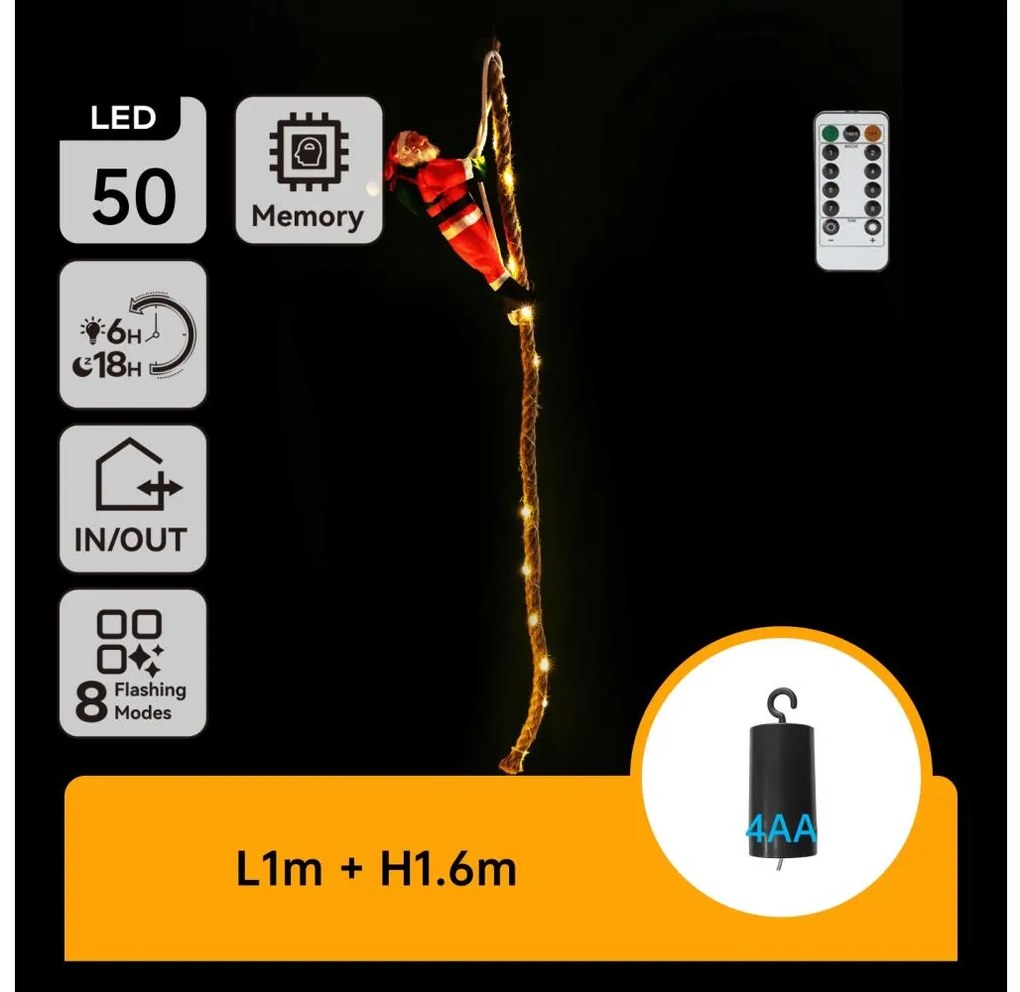 Aigostar - LED kültéri karácsonyi dekoráció LED/4xAA IP44 ejtőernyős Télapó