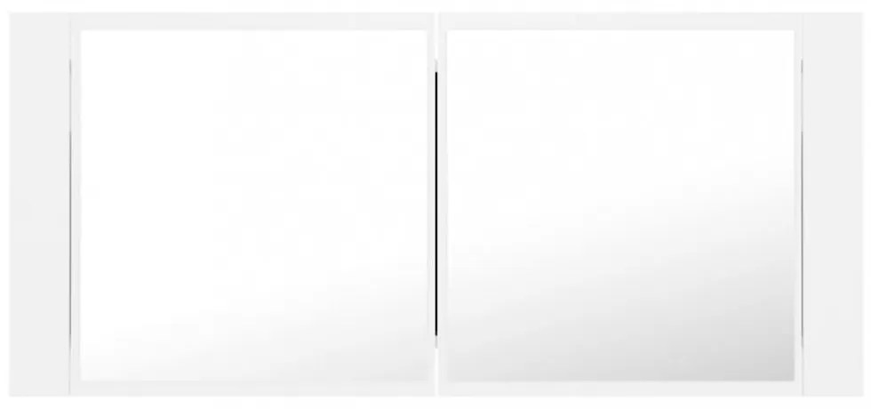 fehér akril LED-es fürdőszobaszekrény tükörrel 100 x 12 x 45 cm