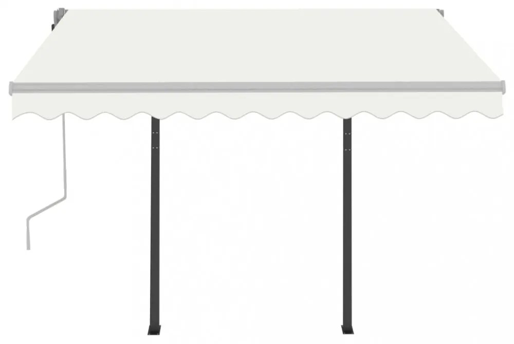 krémszínű kézzel kihúzható LED-es napellenző 3,5 x 2,5 m