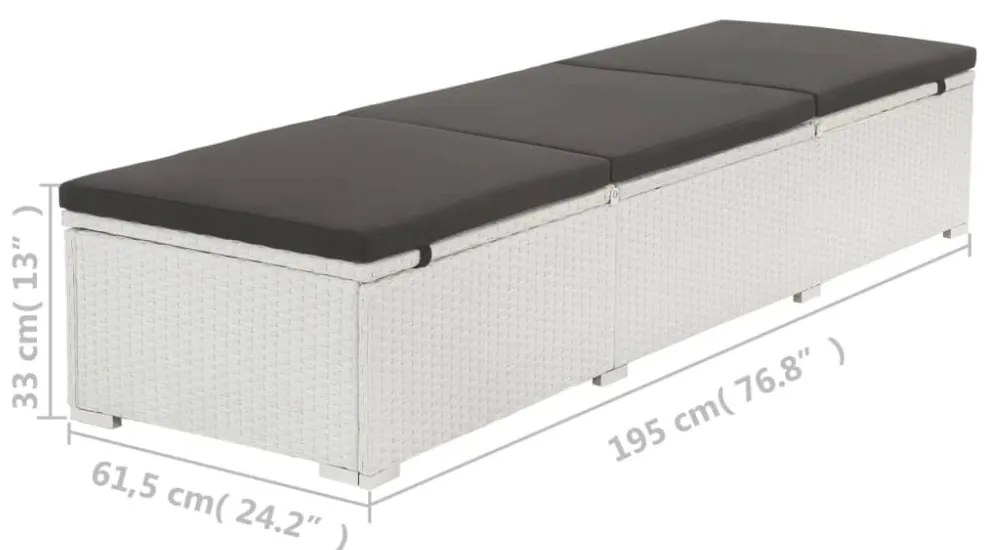 fehér polyrattan napozóágy fekete párnával