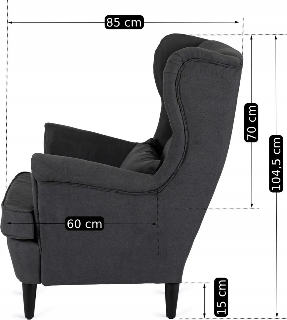 Fotel Wypoczynkowy EVAN 2 z Podnóżkiem Ciemnoszary