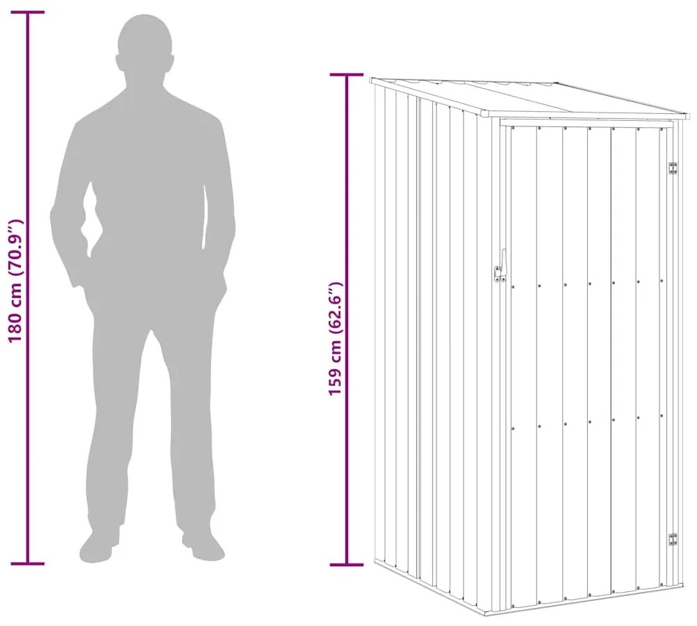 szürke horganyzott acél kerti fészer 87 x 98 x 159 cm