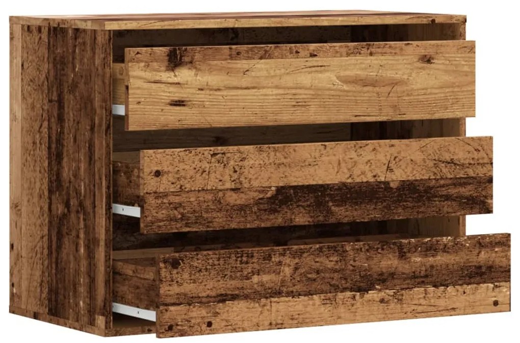 antik fa színű szerelt fa fiókos sarokszekrény 80 x 41 x 58 cm
