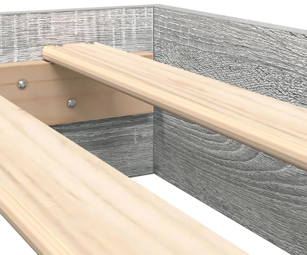 vidaXL Könyvespolcos Ágy tárolóval Szürke sonoma 160 x 200 cm Faanyag