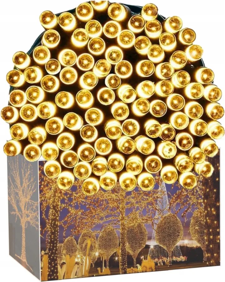 Led karácsonyfa fényfüzér 300 fehér meleg zöld kábel 21m Girlanda RS-003WW