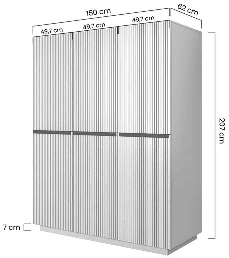 Nicole szekrény, 150 cm - Matt fehér / arany fogantyúkkal