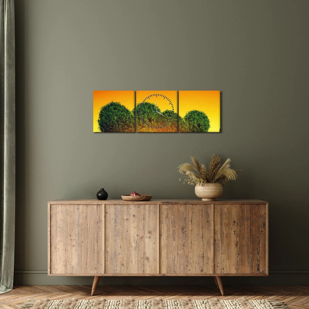 Kép - szív a fák tetején (órával) (90x30 cm)