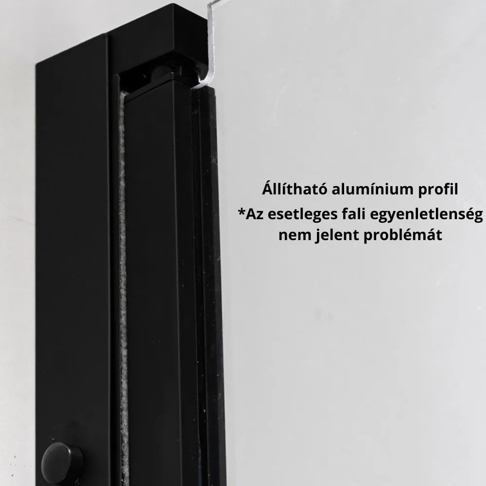Stuxi Verona Black 70/80/90/100/110/120 cm széles csukló zuhanyajtó, 6 mm vízlepergető üveggel, fekete profillal