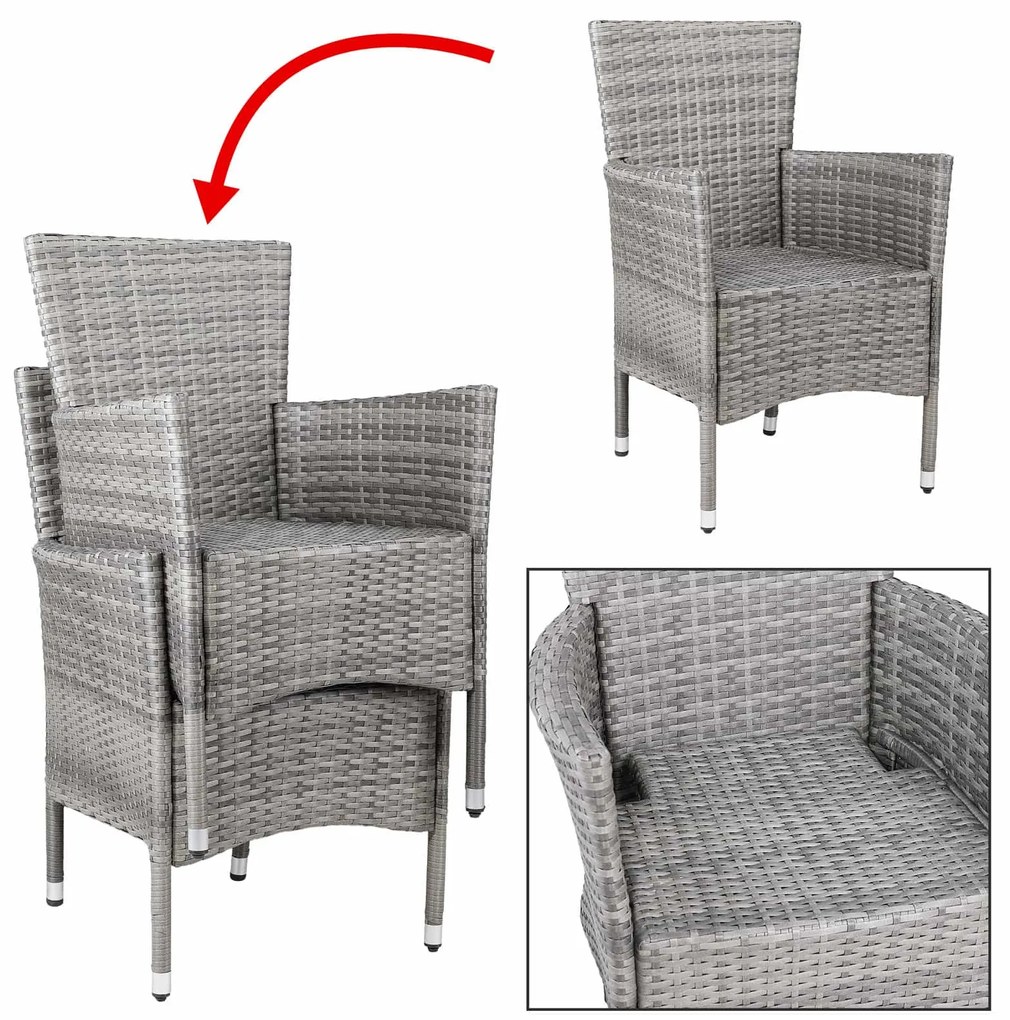 Casaria® Rattan fotel 2 db - szürke/antracit párnák