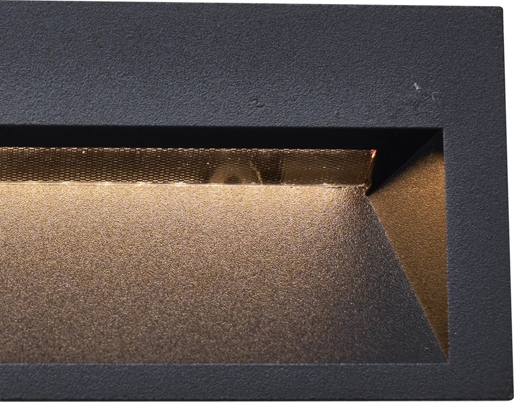 6 darabos modern süllyesztett fali lámpa szett fekete 16 cm LED-del IP65 - Mert