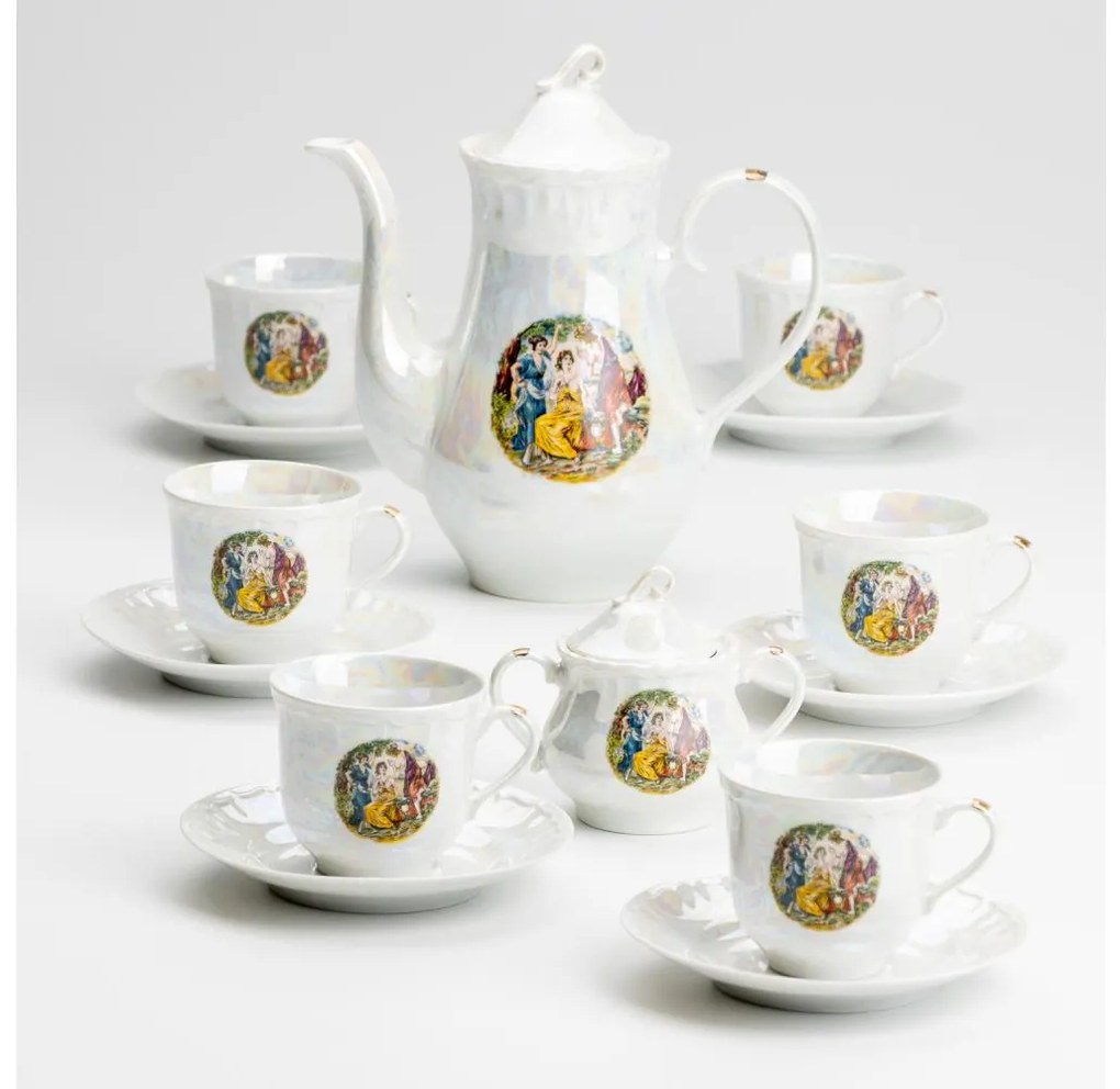 Výrobce po 1 ks Porcelán tea készlet gyöngyház fehér KK02012A