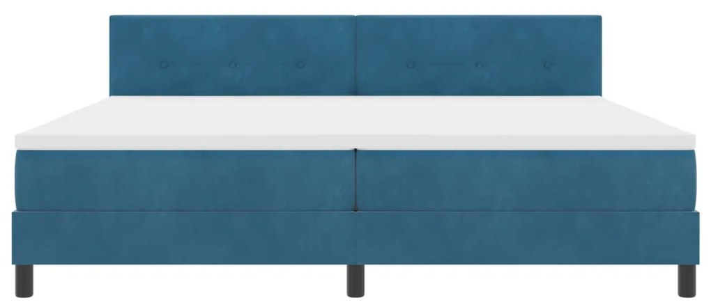 Boxspring Ágy Mattal Sötétkék 200x200 cm Bársony