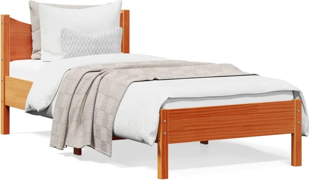 vidaXL viaszbarna tömör fenyőfa ágy matrac nélkül 100 x 200 cm