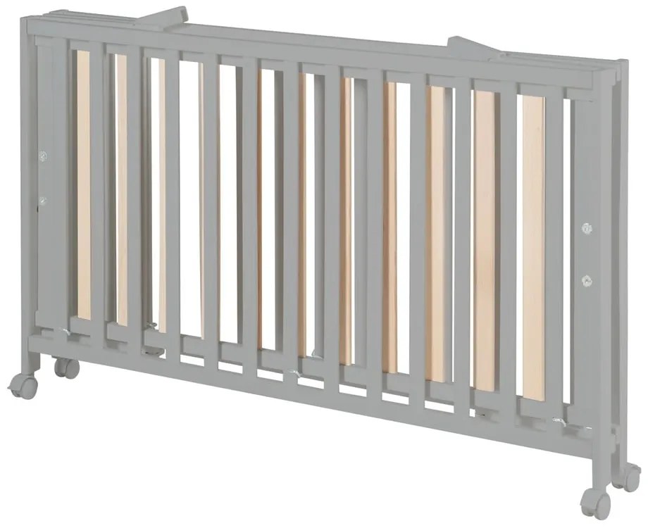 Szürke összecsukható gurulós babaágy 60x120 cm Fold up – Roba