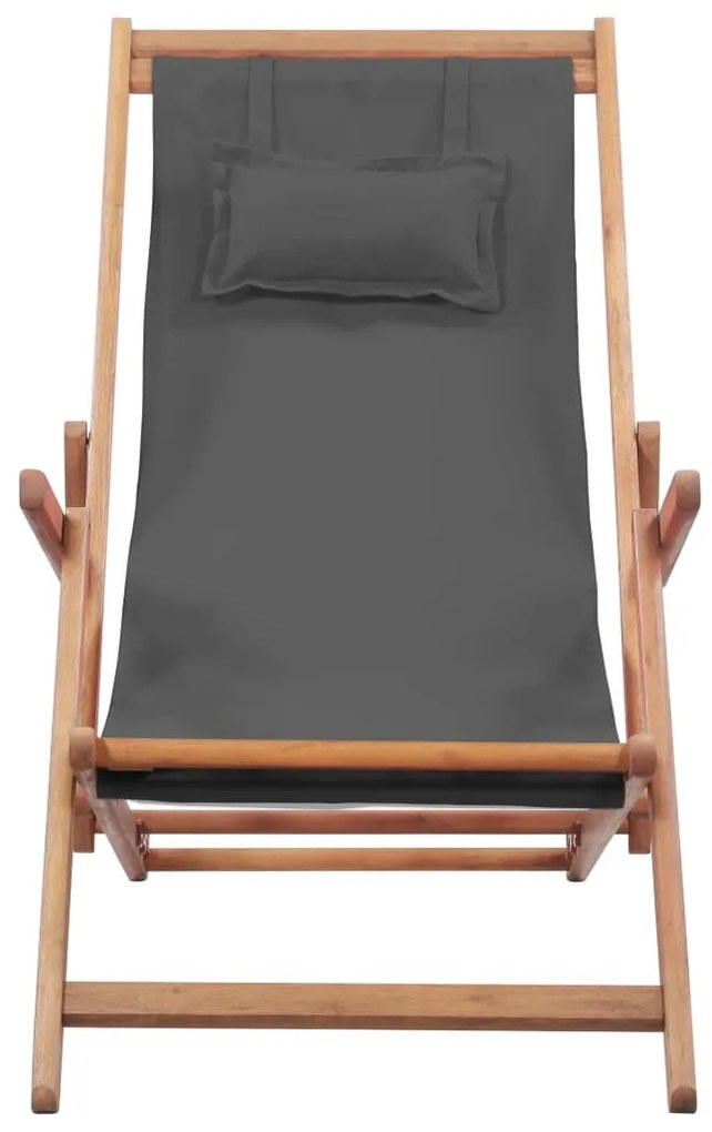 Szürke összecsukható szövetkárpitos, favázas strandszék