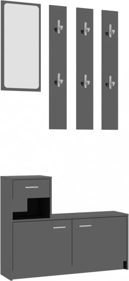 Magasfényű fekete forgácslap előszoba bútor 100 x 25 x 76,5 cm