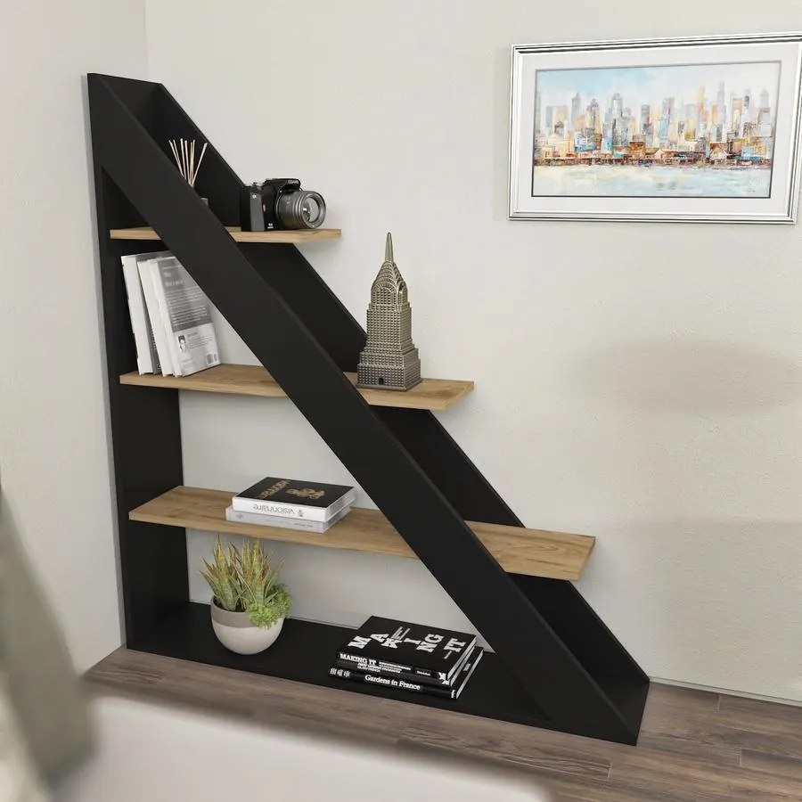 könyvespolc Pisagor - Black, Oak