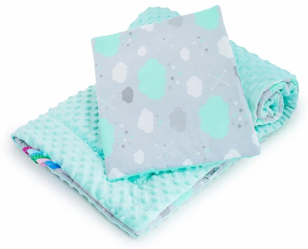 Kétoldalas együttes Minka New Baby babakocsiba felhőcske menta