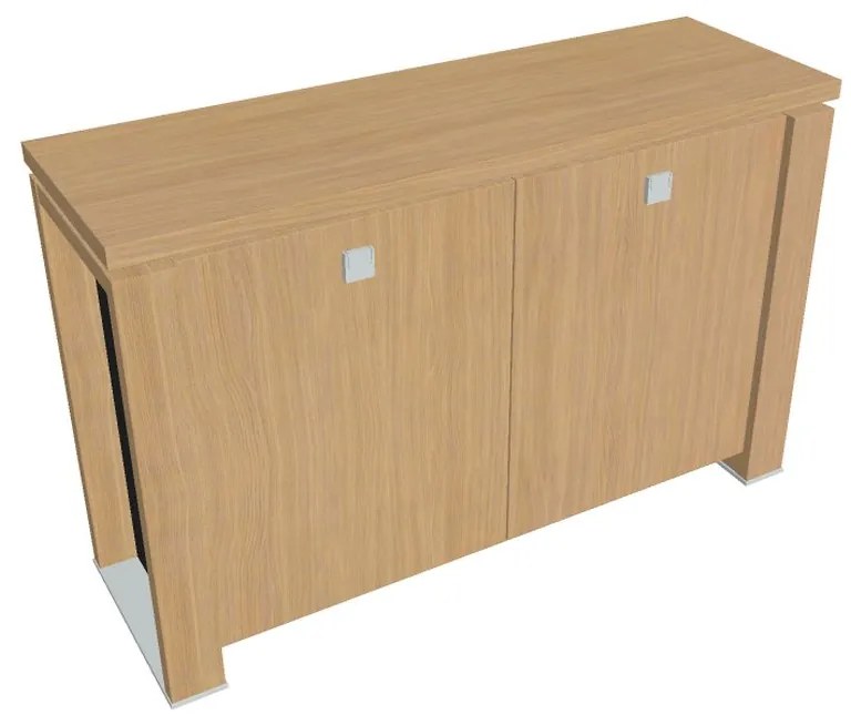 Verno+ S alacsony szekrény 140 x 46 x 90 cm, világos tölgy / fekete