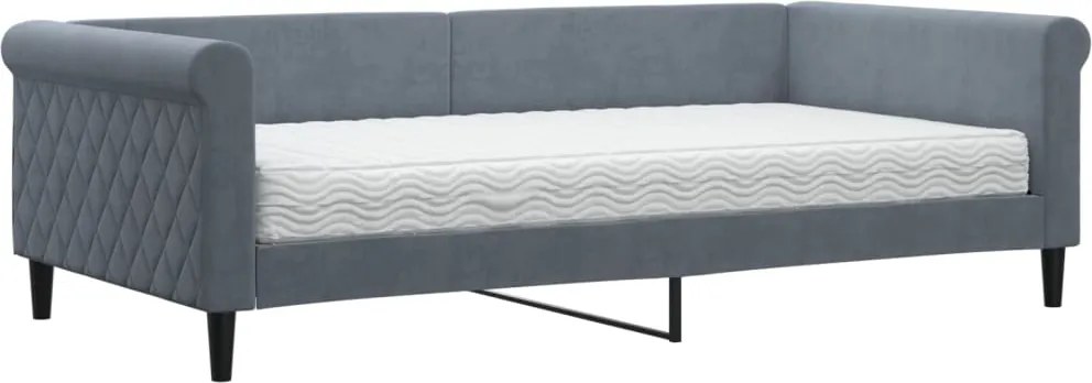 vidaXL sötétszürke bársony heverő matraccal 100 x 200 cm