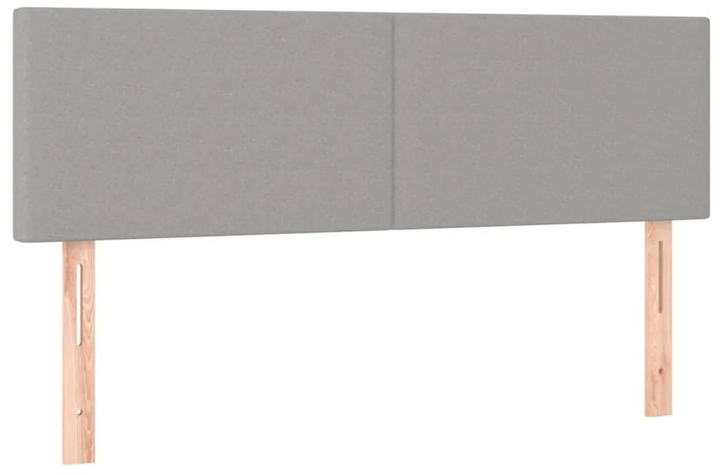 világosszürke szövet rugós és LED-es ágy matraccal 140x200 cm
