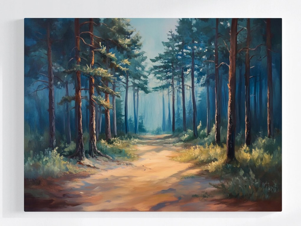 Vászonkép Canvas Tájkép Természet Erdő Fák Fenyő Út Ösvény 100x75