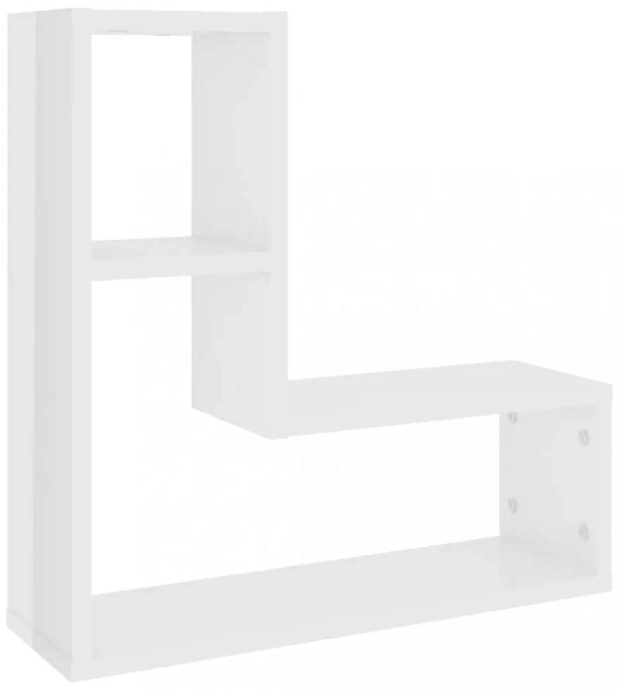 2 db magasfényű fehér szerelt fa fali polc 50 x 15 x 50 cm