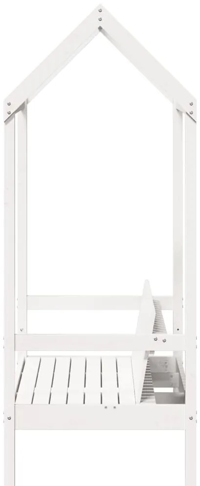 fehér tömör fenyőfa pad tetővel 117,5 x 70 x 176,5 cm