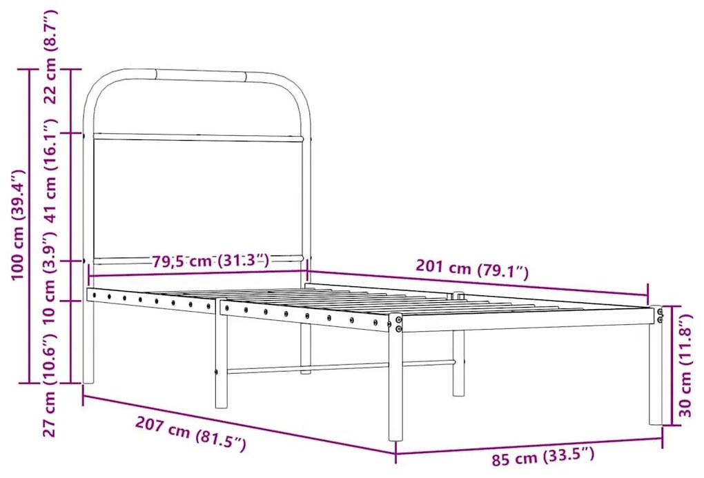 ágykeret matrac nélkül 80x200 cm sonoma tölgyfa műfa
