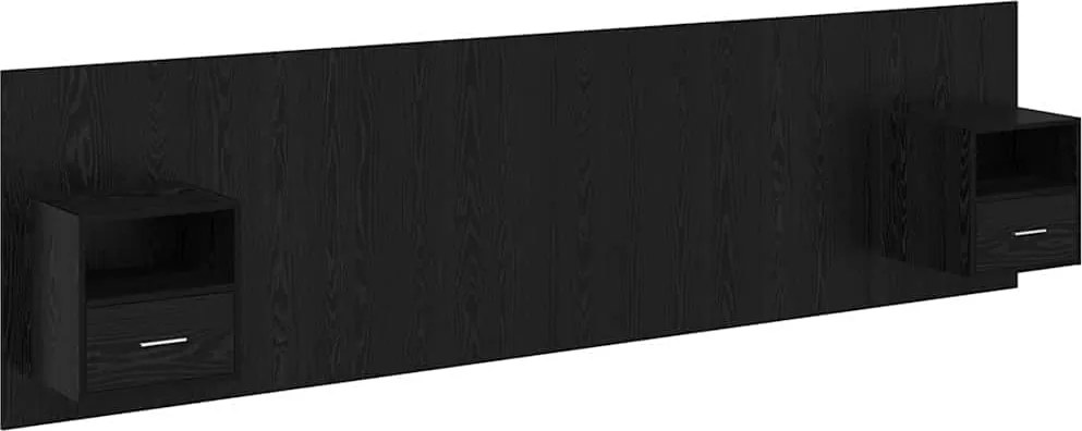 vidaXL Fejtámla Szekrénnyel fiókkal 3 pcs Fekete tölgy Faanyag