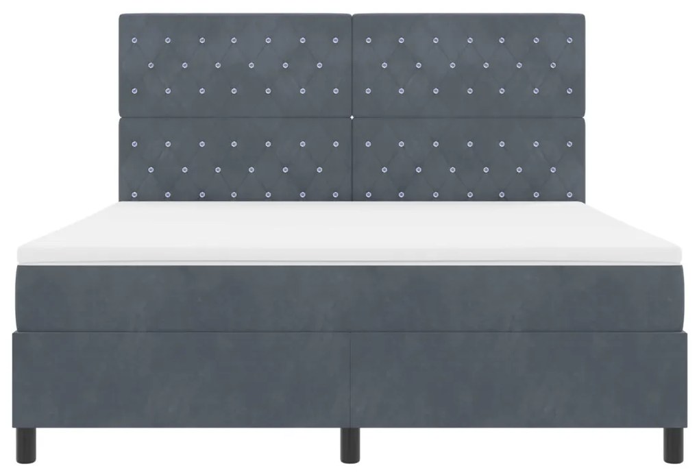 Boxspring Ágy Mattal Sötétszürke Szuper Király Bársonyos