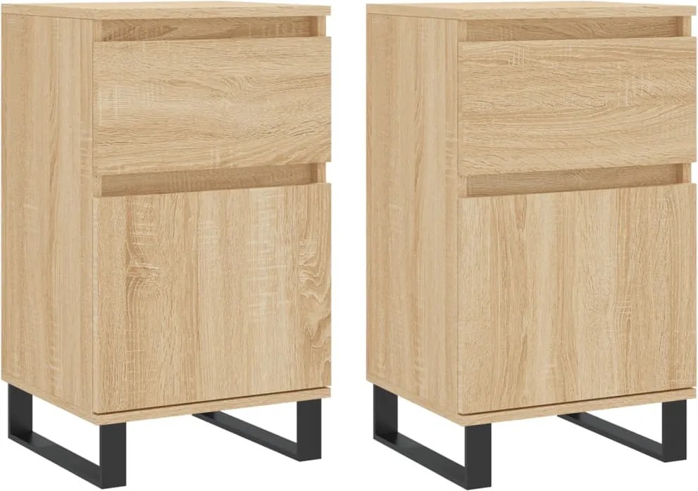 vidaXL 2 db sonoma tölgy színű szerelt fa tálalószekrény 40x35x70 cm