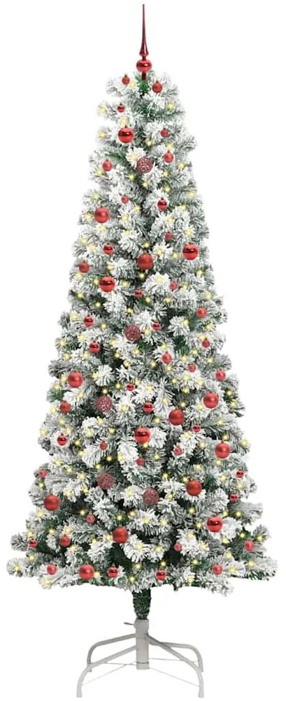 Műanyag Hajtogatós Karácsonyfa 300 LED-del Zöld és fehér 240 cm