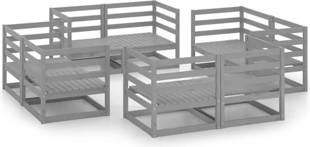 vidaXL 8 részes szürke tömör fenyőfa kerti ülőgarnitúra