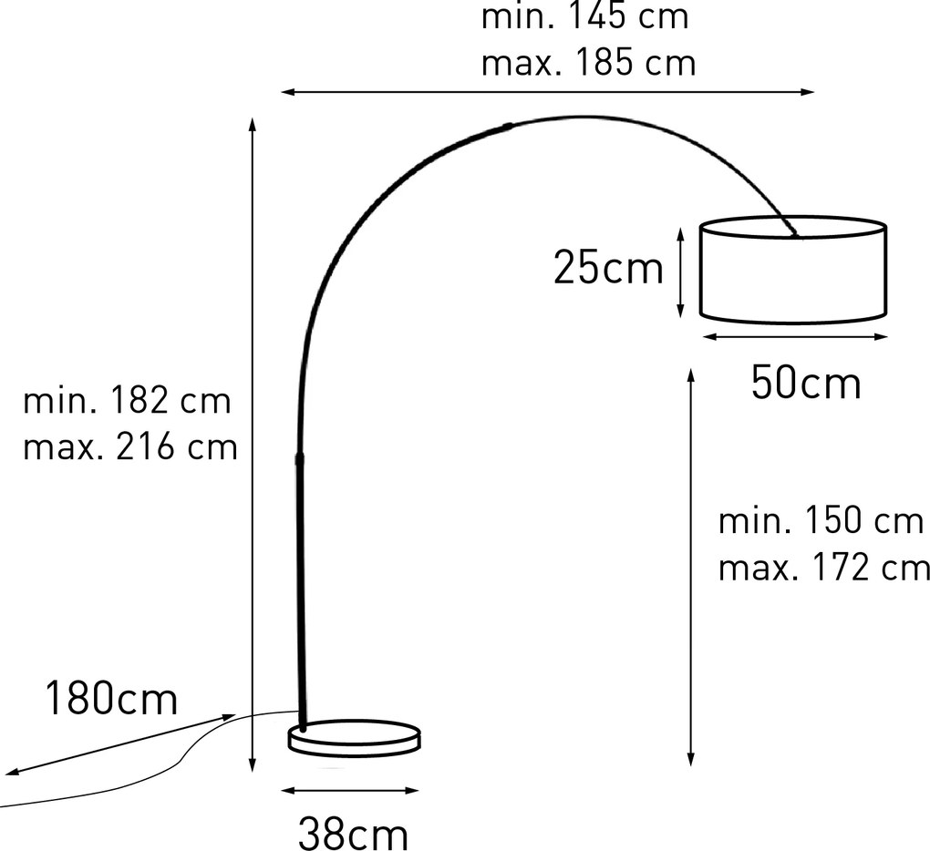 Ív lámpa acélból moha zöld árnyékolóval 50/50/25 - XXL
