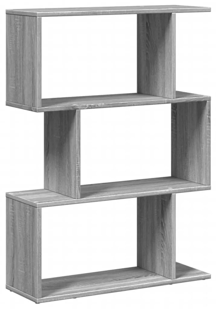 3 szintes szürke sonoma fa elválasztó könyvespolc 70x24x97 cm