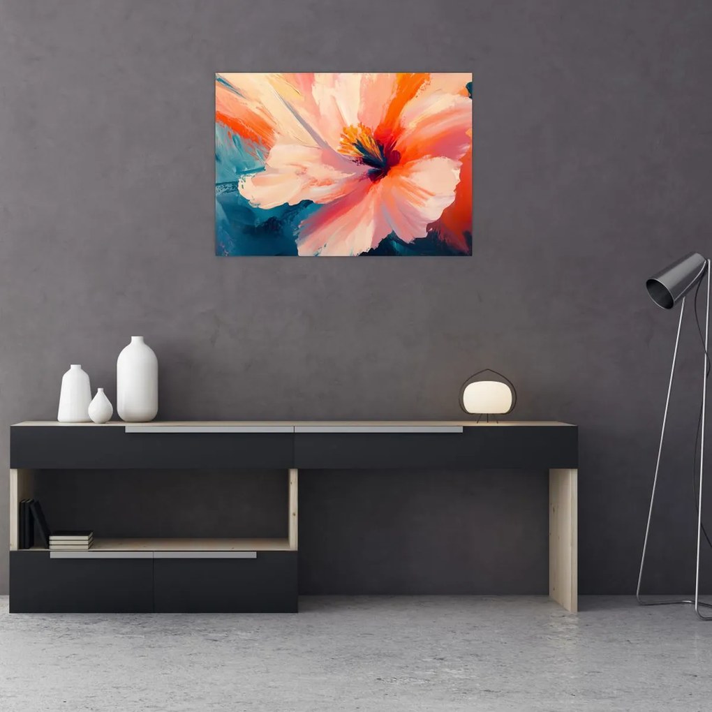 Üveg kép - Festett virág (70x50 cm)