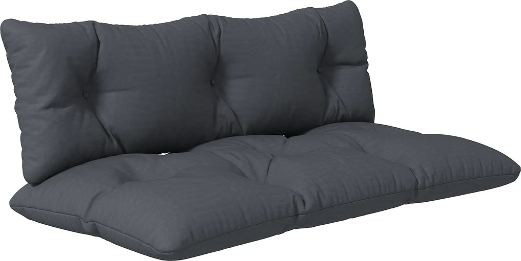 Outsunny 2 Személyes Kerti Párna 120cm x 60cm x 15cm Padon Ülőpárna UV Védelemmel, Vízálló Kerti Pad Párna Sötétszürke | Aosom