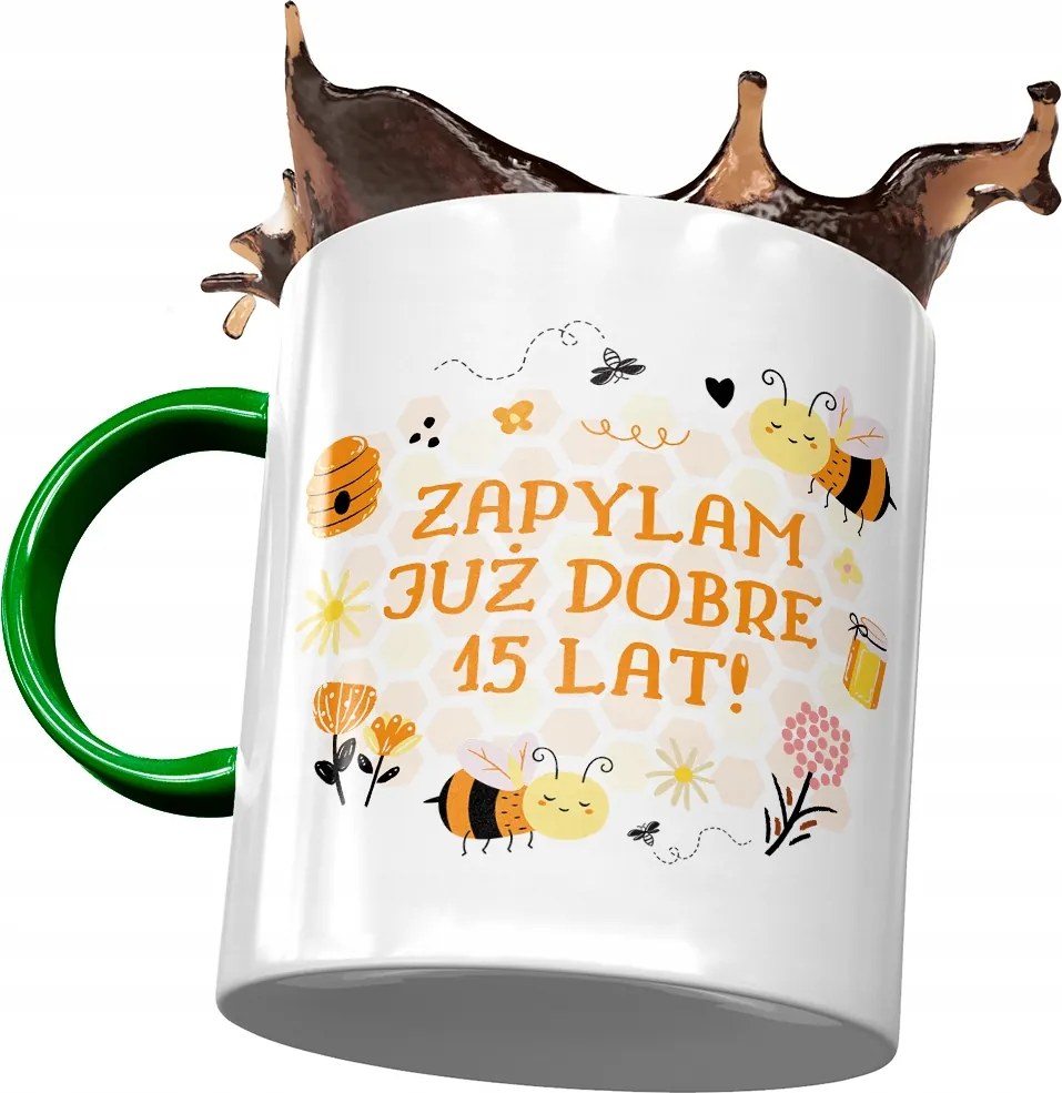 Zöld Bögre Születésnapra 15 15. 15. Ajándék Nyomtatott Fotóval